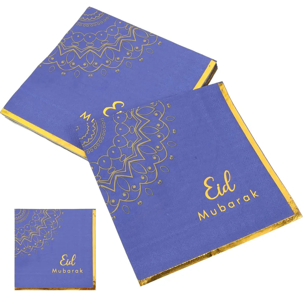 Pack of 20 Eid Mubarak Paper Napkins - 33cm