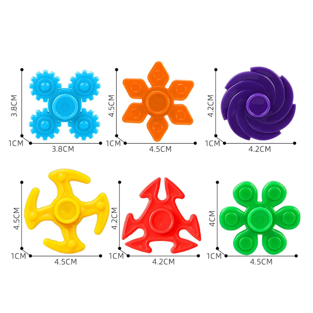 Set of 6 Multi-Shape Spinners - 3Y+