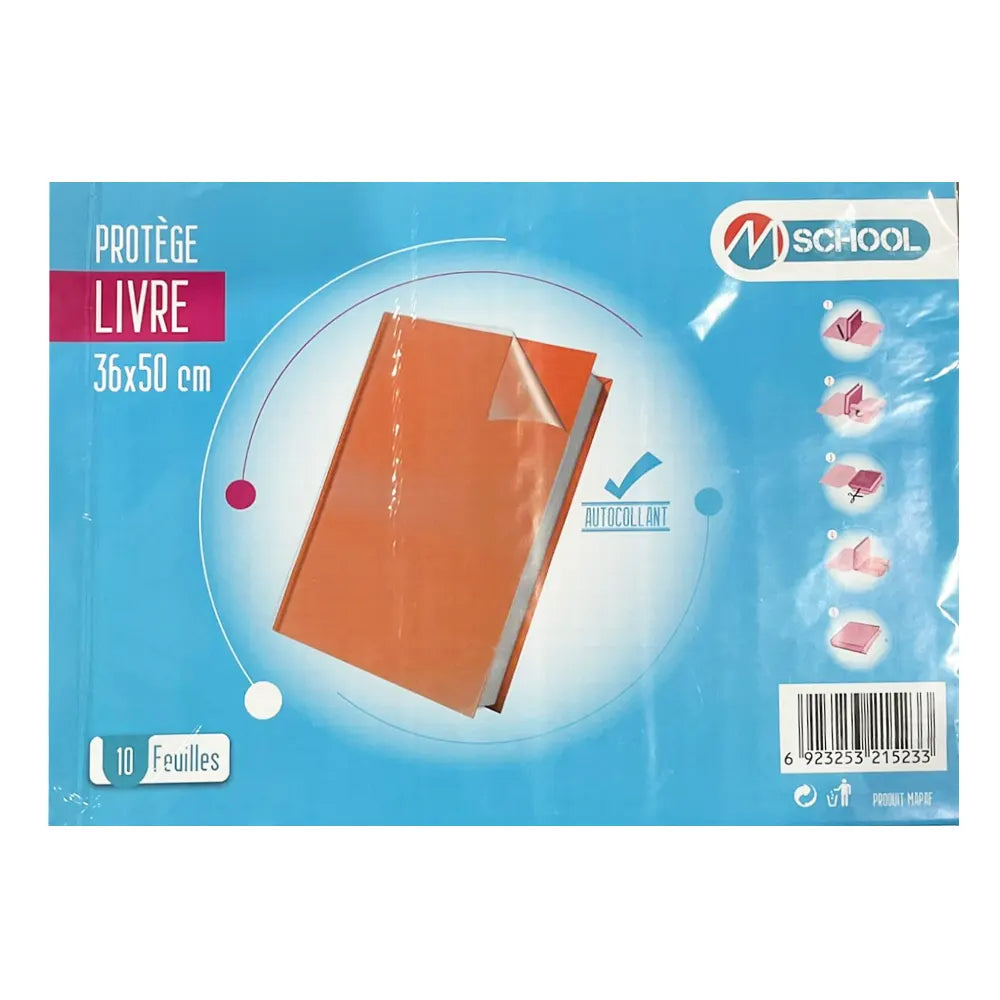 M.Office Protège-Livre Adhésif 36cm x 50 cm - 10 Feuilles