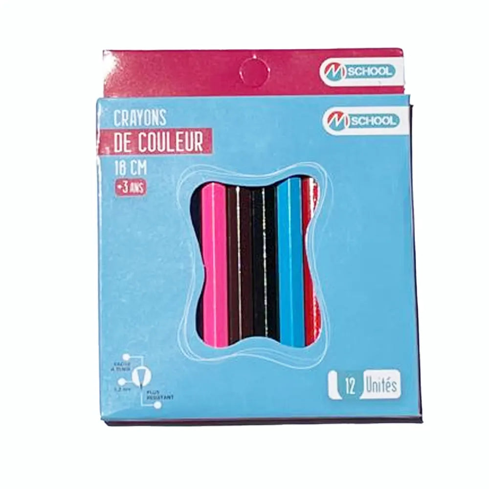 M.School Caja de 12 Lápices de Colores - 11 cm
