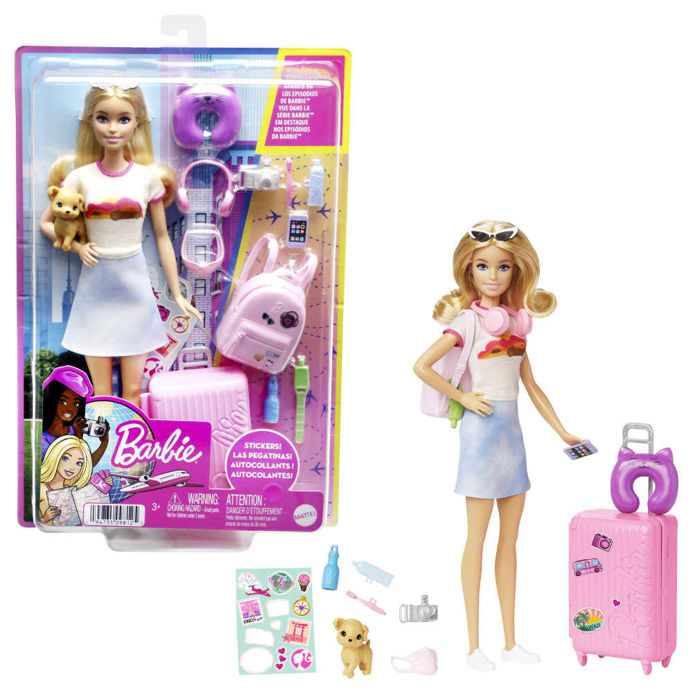 Mattel Barbie Coffret Voyage Malibu avec Chiot – 3A+