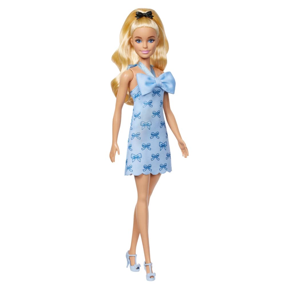 Mattel Barbie Fashionistas Poupée Robe Dos Nu Bleue à Nœuds – 3A+