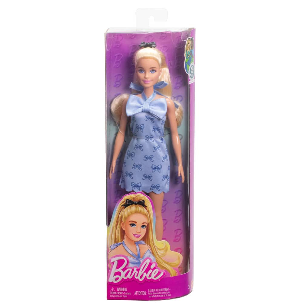 Mattel Barbie Fashionistas Poupée Robe Dos Nu Bleue à Nœuds – 3A+