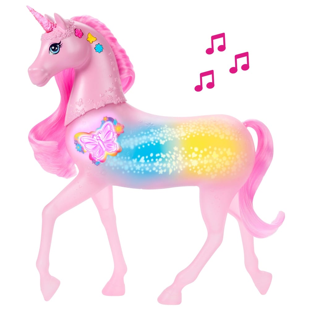 Mattel Barbie Sparkle Lights Licorne Interactive Lumières et Sons – 3A+