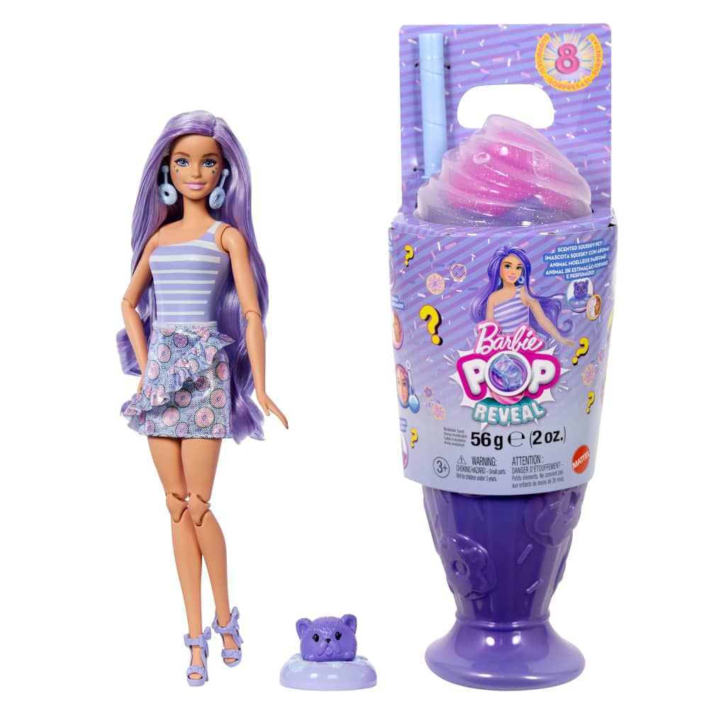 Mattel Barbie Pop Reveal Série Gourmandises Délices de Donuts Mauve – 3A+