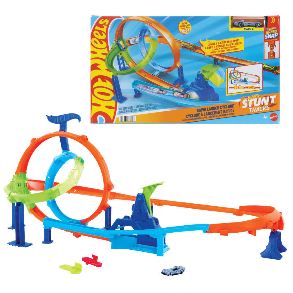 Mattel Hot Wheels Piste Looping Cyclone avec Voiture – 4A+