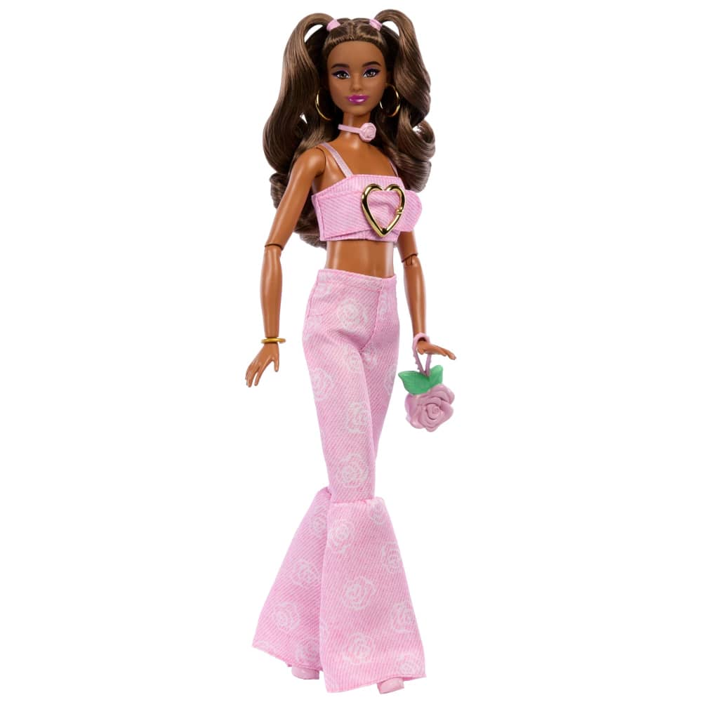 Mattel Barbie Deluxe Style Poupée Brune Tenue Rose Étoile – 3A+