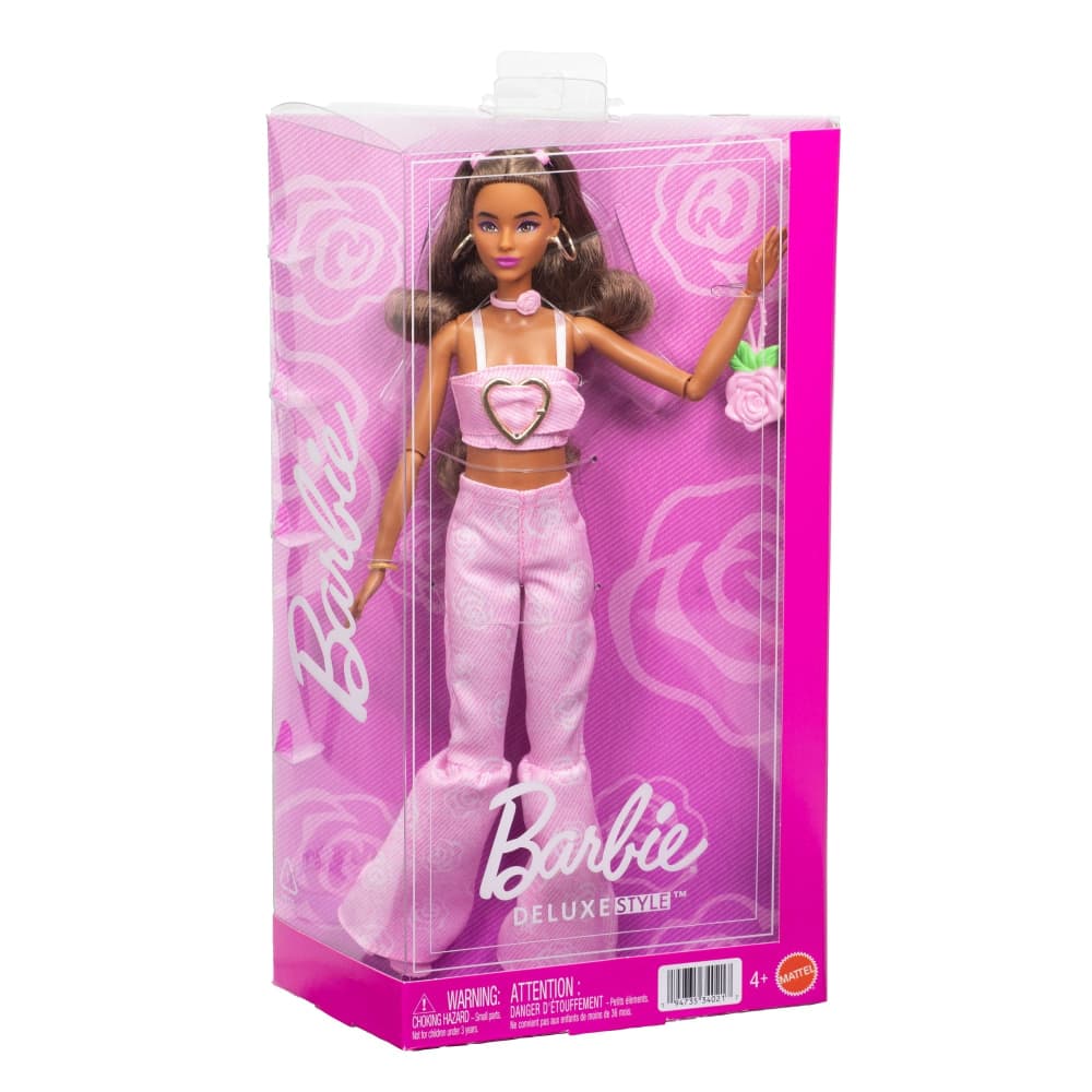 Mattel Barbie Deluxe Style Poupée Brune Tenue Rose Étoile – 3A+
