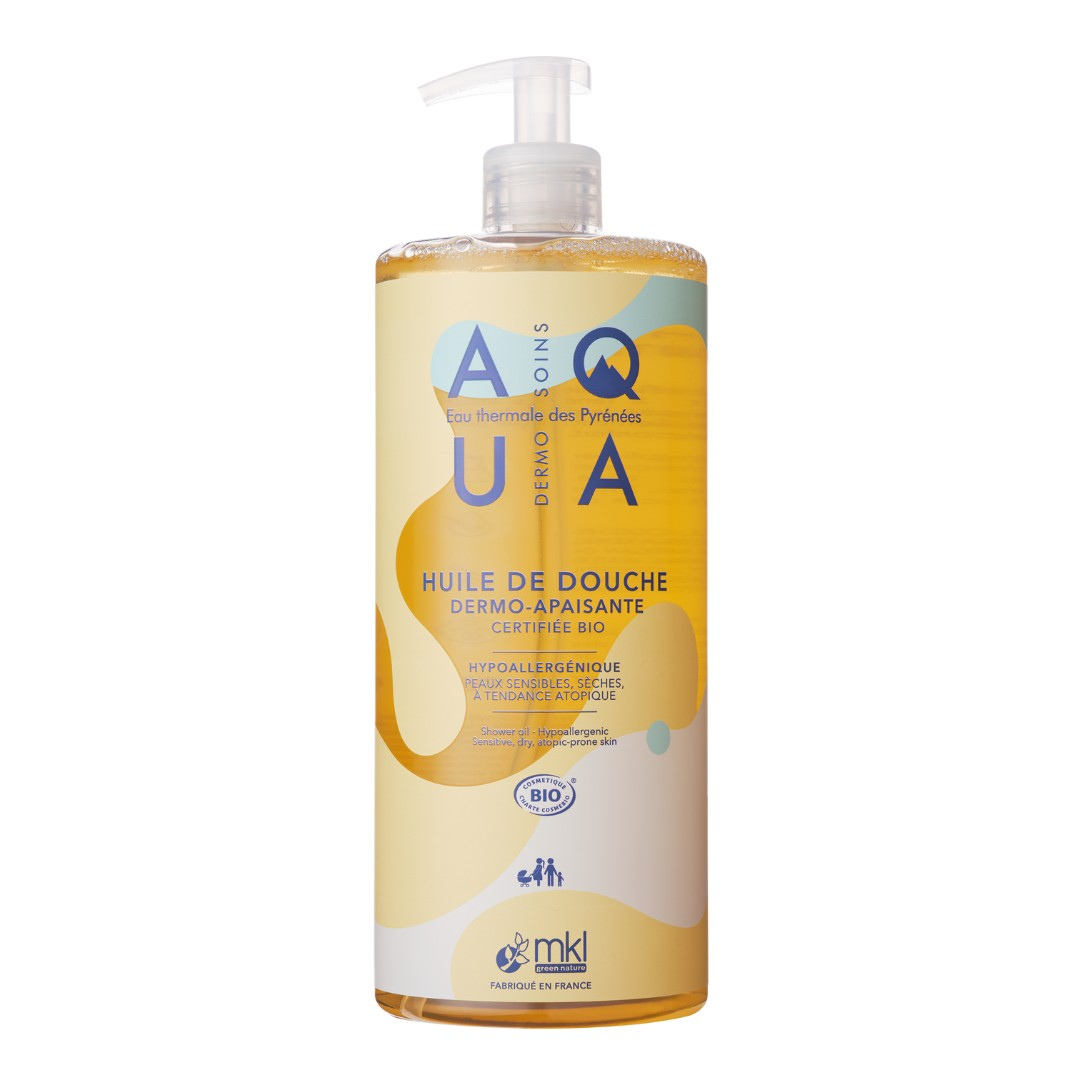 Flacon pompe MKL Aqua huile de douche dermo-apaisante bio 1 L