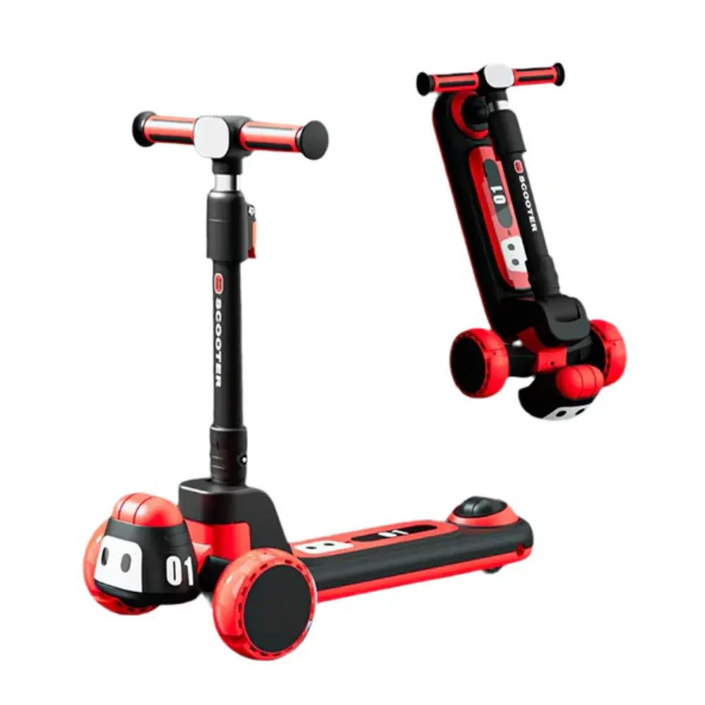 Trottinette Enfant avec Lumières LED et Musique Rouge - 3A+