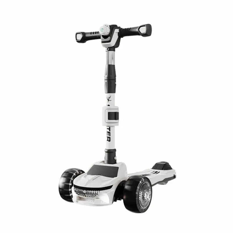 Trottinette Enfant 3 Roues Thème Voiture de Sport Blanc - 3A+