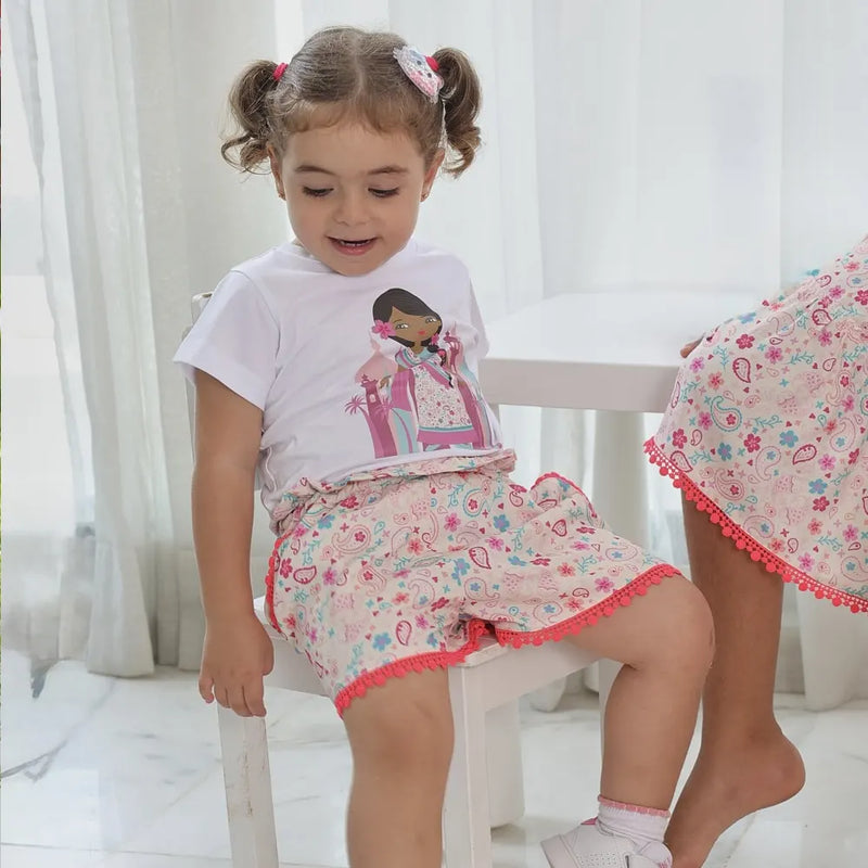 Ensemble Débardeur Et Short Fille Été - Tenue 2 Pièces Imprimée Volants Confortable Mode Tendance