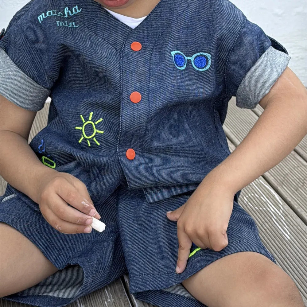 Maïcha Ensemble unisexe Tutto Bene Chemise et Short - 2 pièces