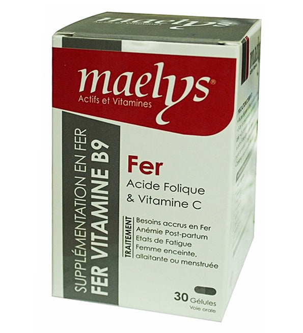 Maelys Fer, Acide Folique et Vitamine C – boîte de 30 gélules