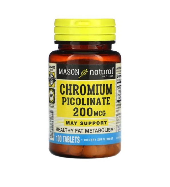 Mason Natural Chromium Picolinate 200mg 100 Tablets