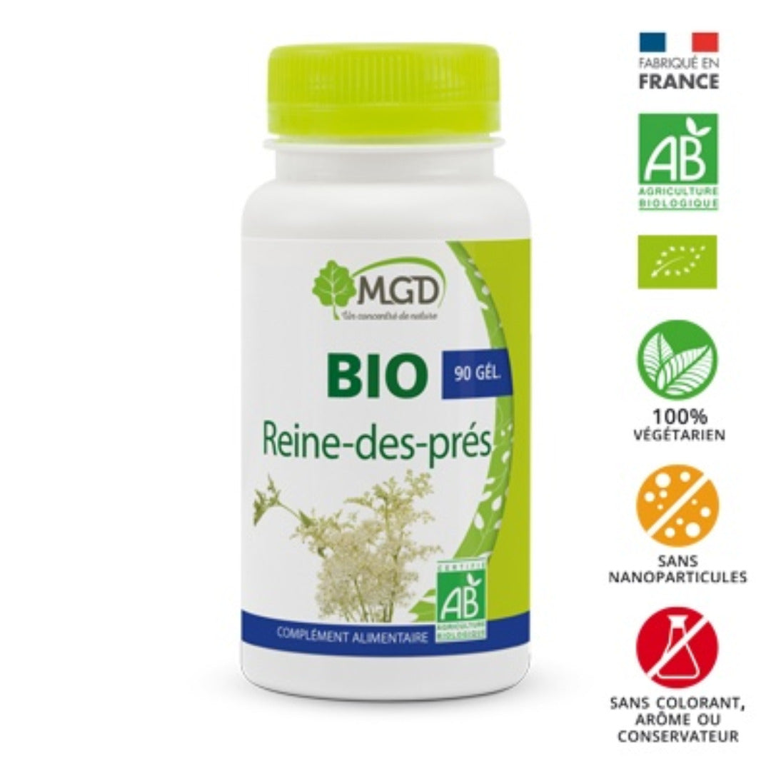 Flacon MGD Nature Reine des Prés 90 gélules, complément alimentaire à base de plante