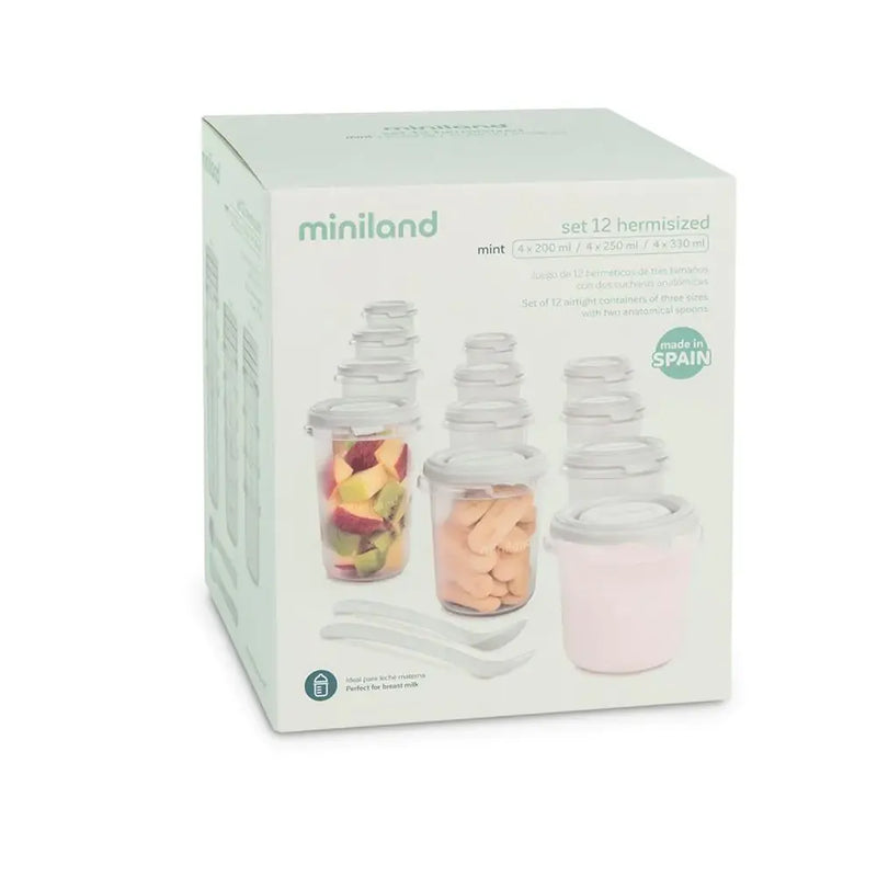 Miniland Set of 12 Mint Storage Containers