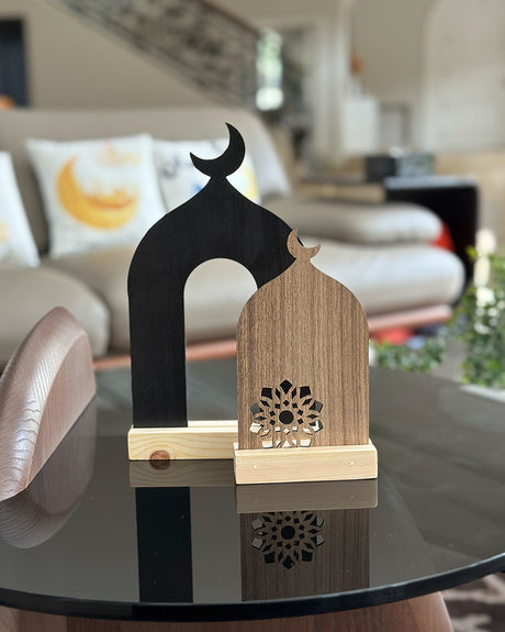 Wlidaty Home Set de 2 Décorations Ramadan - Beige & Noir