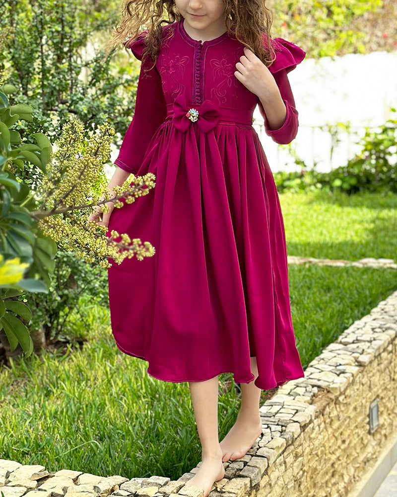 Caftan Pour Fille 3-10A - Rose Fushia