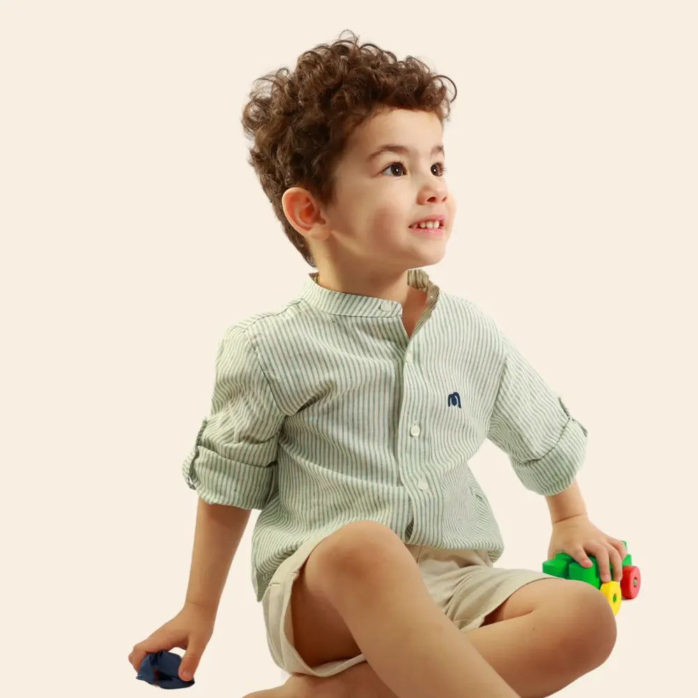 Camisa de Rayas para Niño Moon – Verde