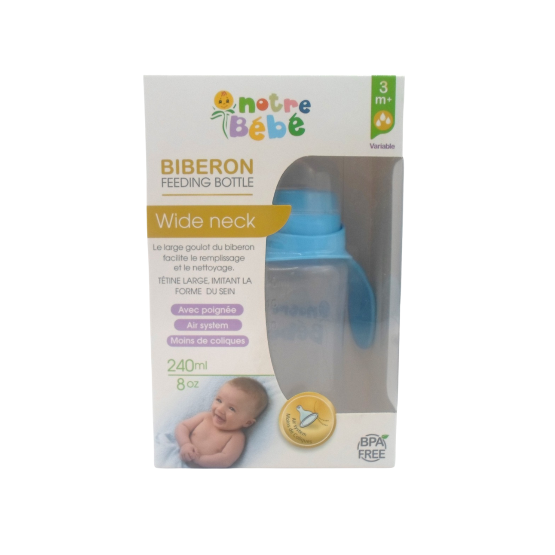 Biberon opaque Notre Bébé 240 ml avec poignées, dès 3 mois