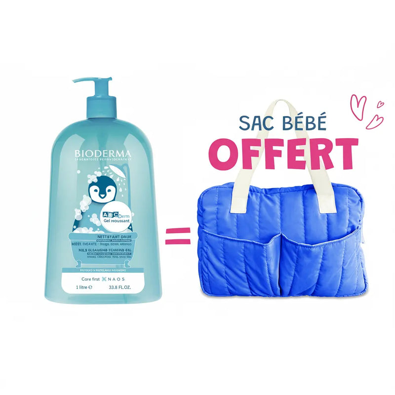 Offer: Bioderma ABCDerm Gentle Foaming Cleansing Gel 1L = Free Bag!