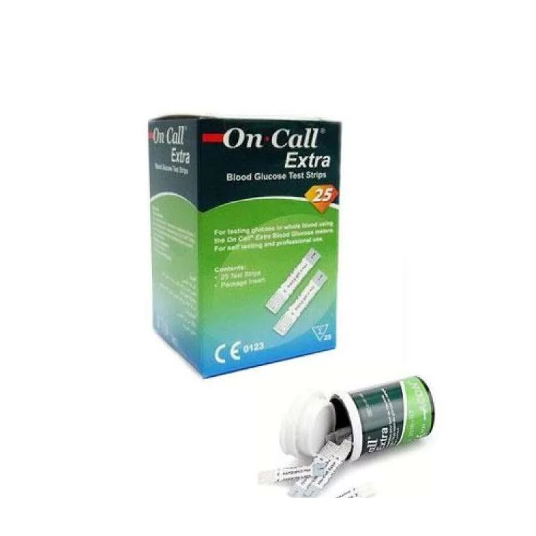 On Call Extra Bandelettes de Glycémie – boîte de 25 – emballage