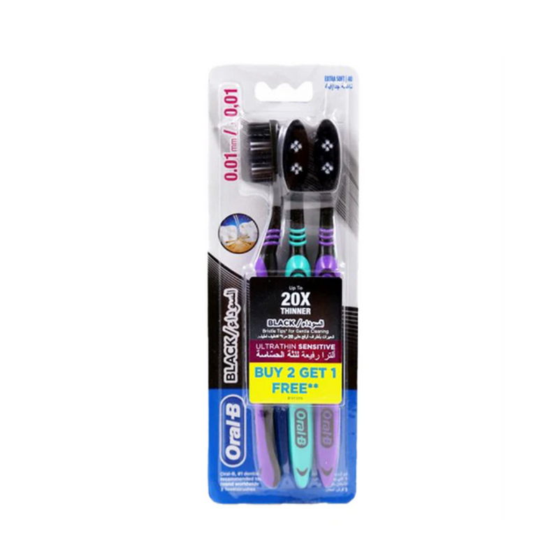 Oral-B Ultrathin Sensitive Toothbrush 2+1 Black Extra Soft