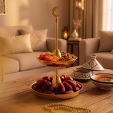 Plateau de Service Doré à 2 Niveaux – 26 x 44cm