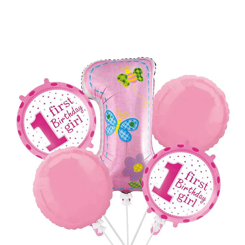 Pack 5 PiècesBallons 1er Anniversaire Fille