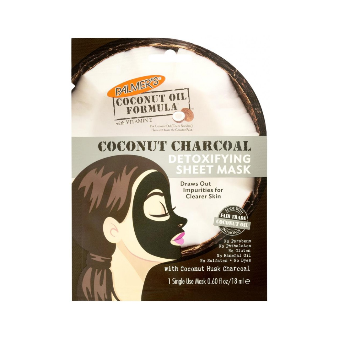 Masque hydratant Palmer's Coconut Oil et Charbon, lot de 6 x 20 ml