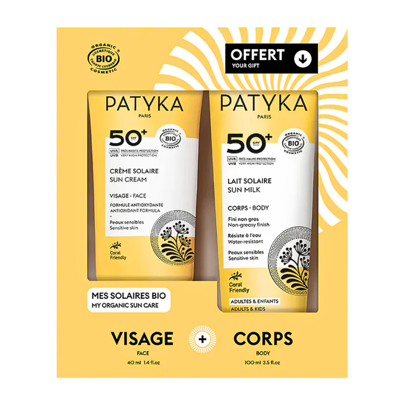 Patyka Cofre Crema solar facial SPF50+ y Leche solar corporal SPF50