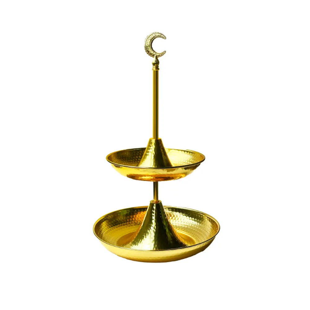 Bandeja de Servir Dorada de 2 Niveles – 26 x 44cm