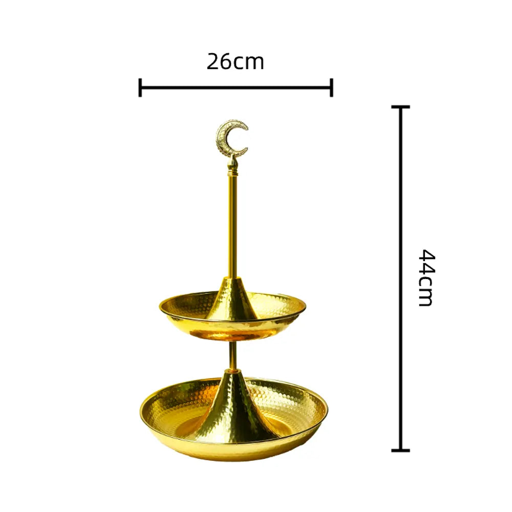 Bandeja de Servir Dorada de 2 Niveles – 26 x 44cm