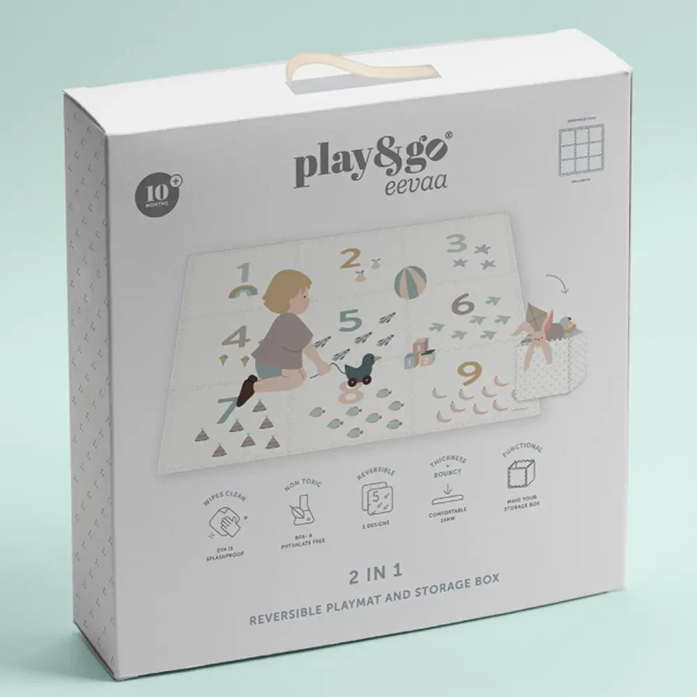 Play&Go Tapis de jeu puzzle 2-en-1 Réversible EEVAA Numbers/Dots