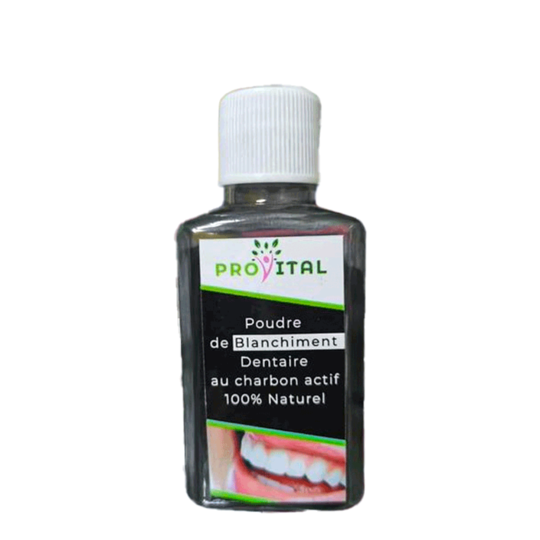 Pro Vital poudre de blanchiment dentaire 20 g – pot de poudre au charbon actif