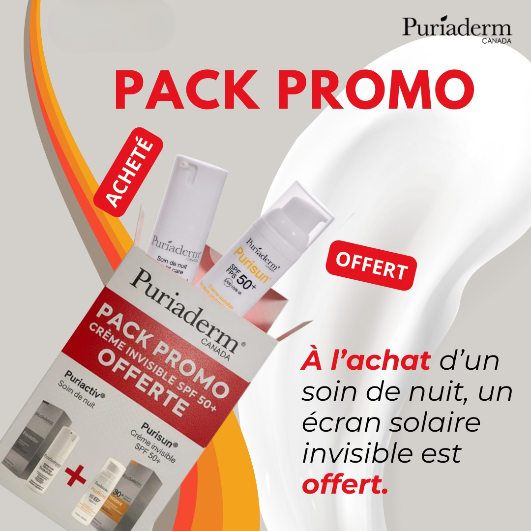 Pack Puriaderm Cuidado de noche y protector solar SPF50+ – Regeneración y protección