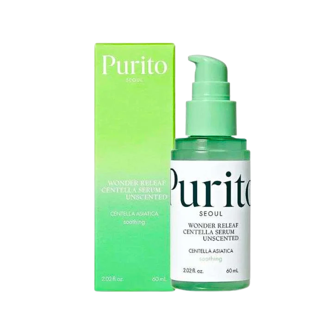Purito Wonder Releaf Centella Serum Unscented 60 ml – flacon compte-gouttes de sérum sans parfum