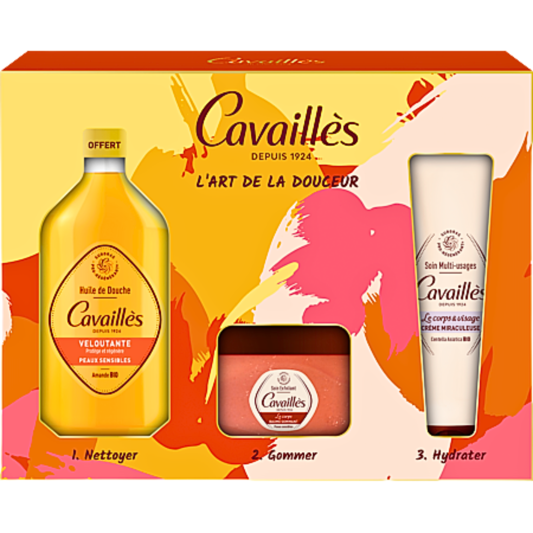 Coffret Rogé Cavaillès huile de douche veloutante, baume gommant et crème miraculeuse