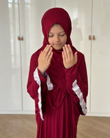 Robe Prière Hijab intégré Fille 10-12ans - Bordeau