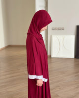 Robe Prière Hijab intégré Fille 10-12ans - Bordeau