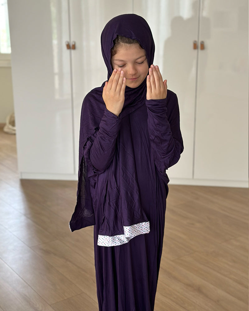 Robe Prière Hijab intégré Fille 10-12ans - Violet