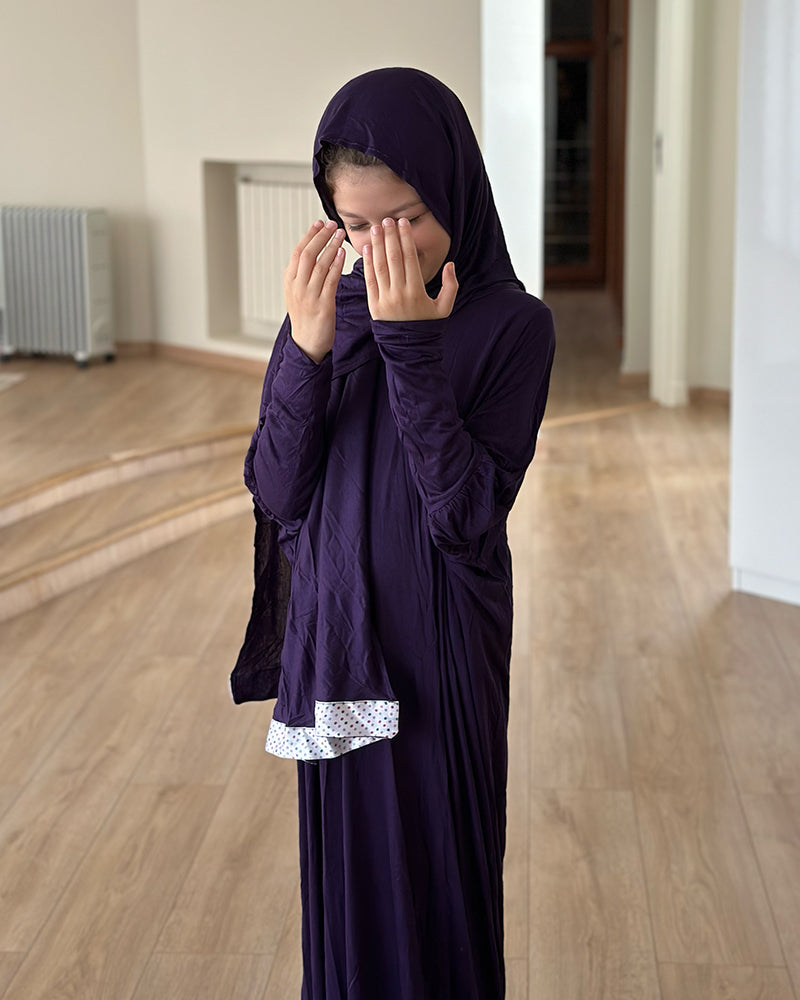 Robe Prière Hijab intégré Fille 10-12ans - Violet