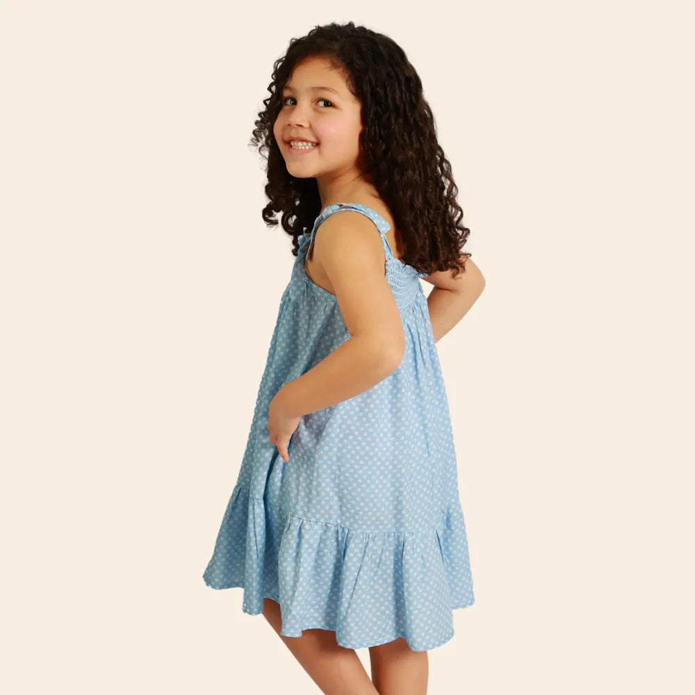 Robe Ania à Bretelles Nouées - Bleu Ciel