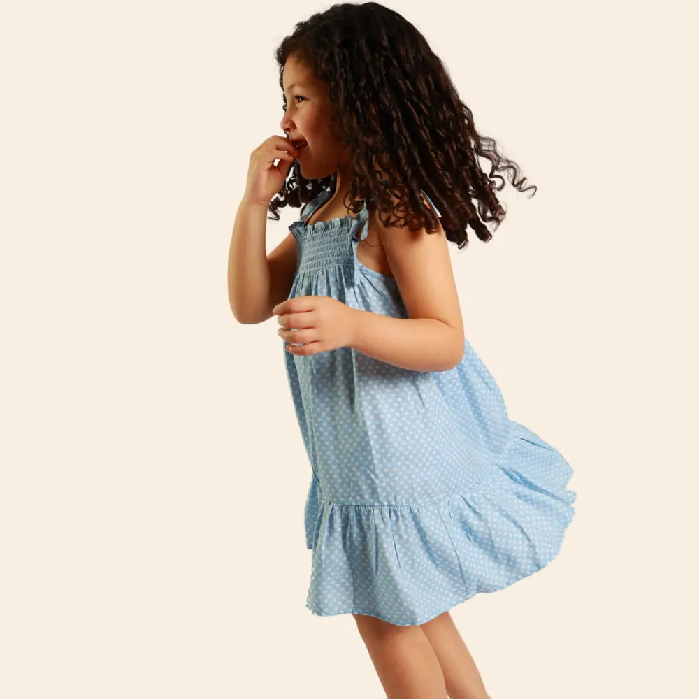 Robe Ania à Bretelles Nouées - Bleu Ciel