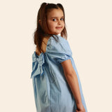 Vestido Dalya con Mangas Abullonadas – Azul Cielo