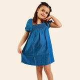 Vestido Dalya con Mangas Abullonadas – Azul Jean