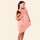 Robe Dalya à Manches Bouffantes – Orange Pastel