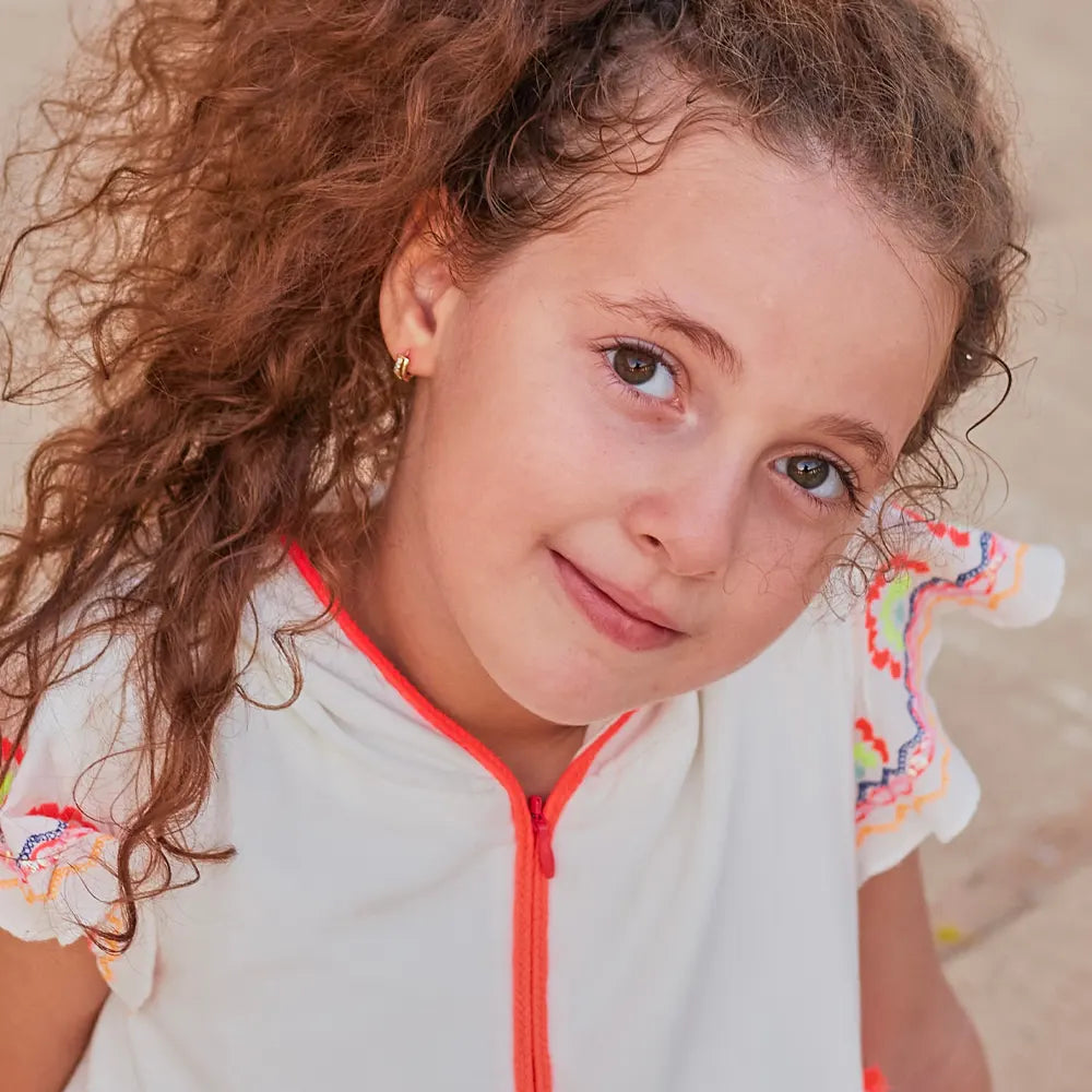 Maïcha Robe Kelthoum à Manches Courtes Style Jellaba - Blanche