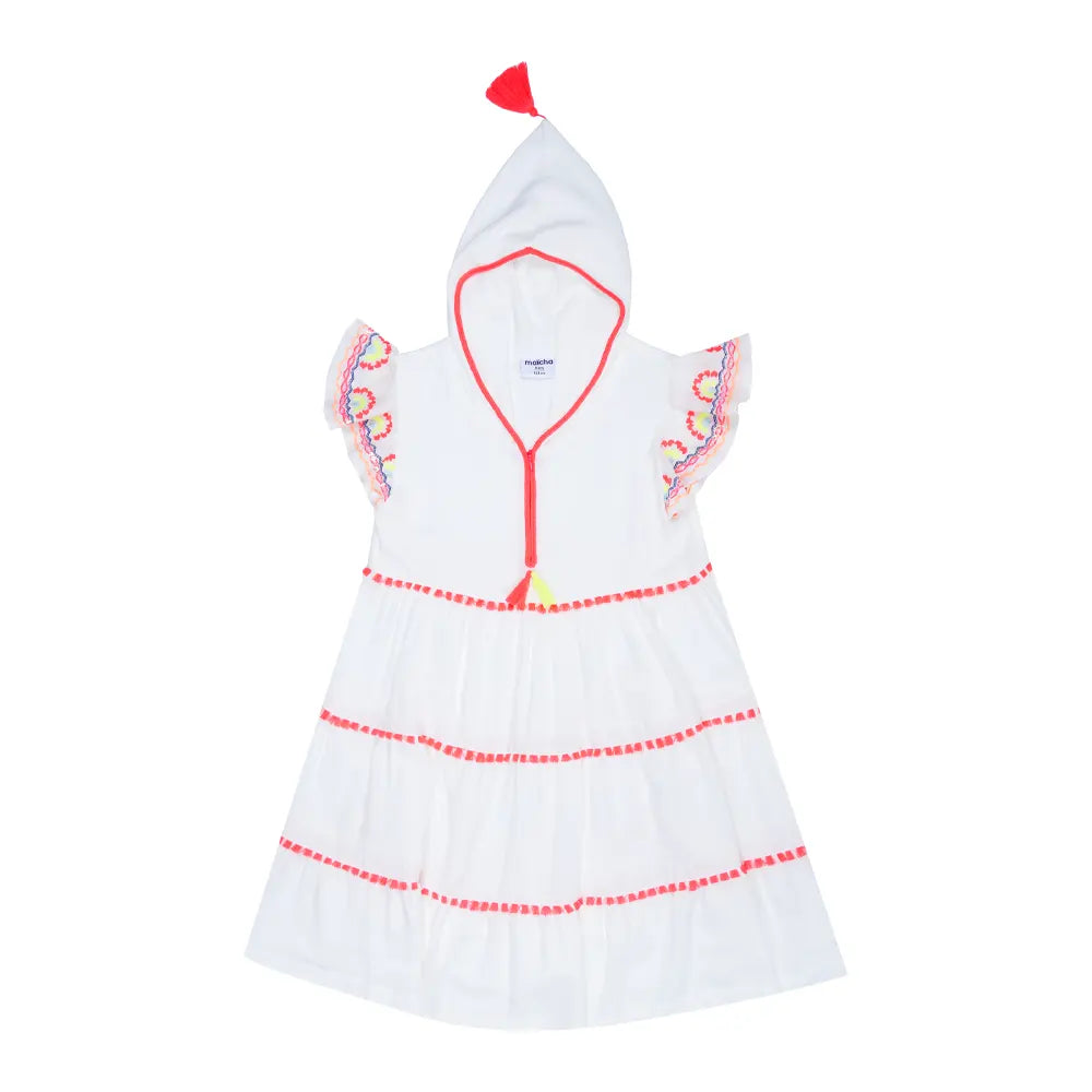 Maïcha Robe Kelthoum à Manches Courtes Style Jellaba - Blanche